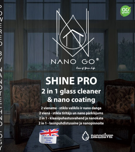 SHINE PRO 2 in 1 Stiklo valiklis su nano danga 500ml. shine pro 2 in 1 stiklo valiklis su nano danga